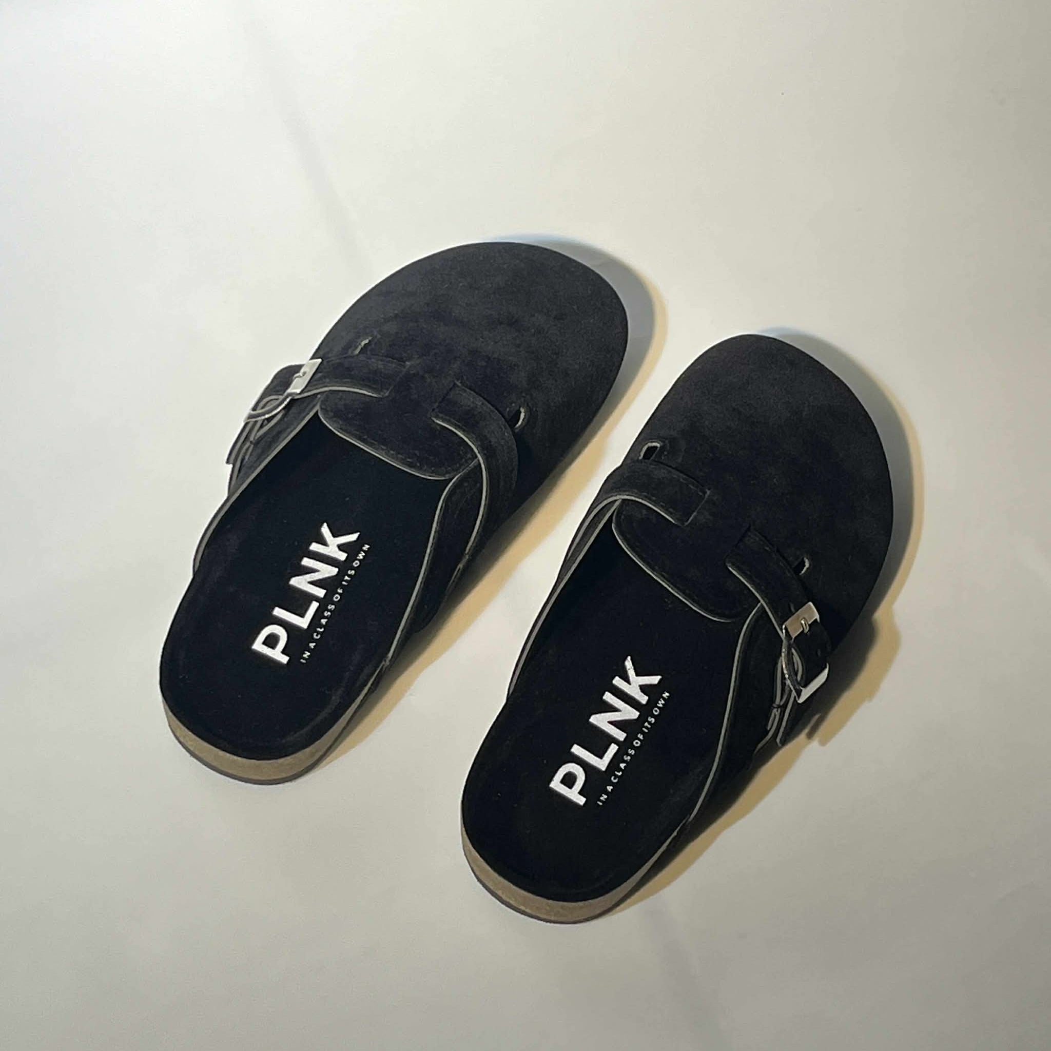 PLNK Clogs – Jet Black Suede