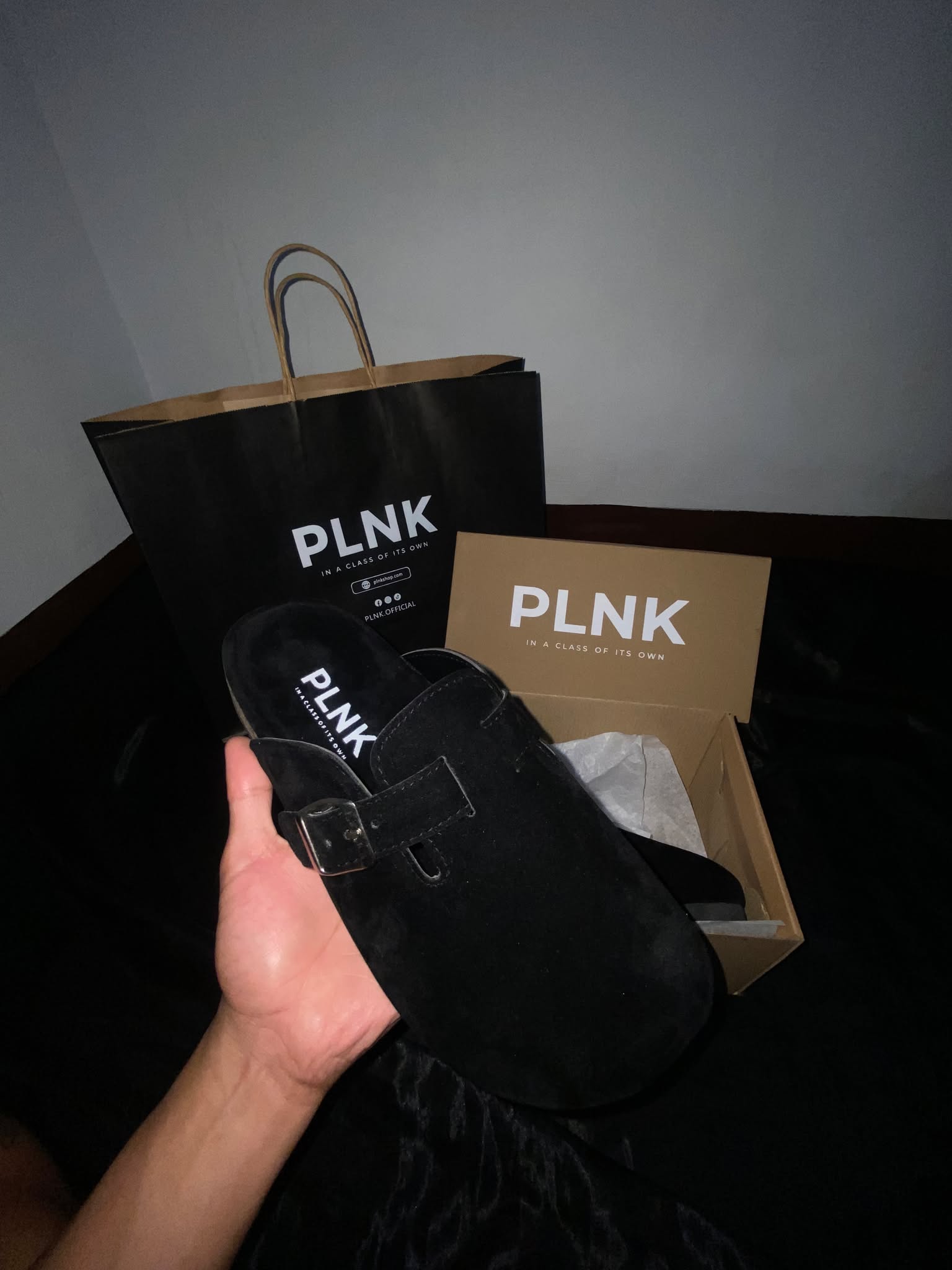 PLNK Clogs – Jet Black Suede